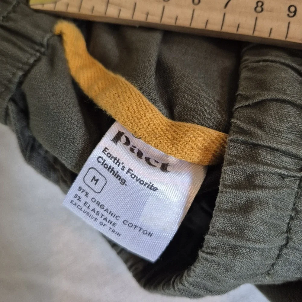 Pact Organic Cotton Stretch Pants Women's M Olive Drawstring Utility Sustainable - Picture 5 of 9